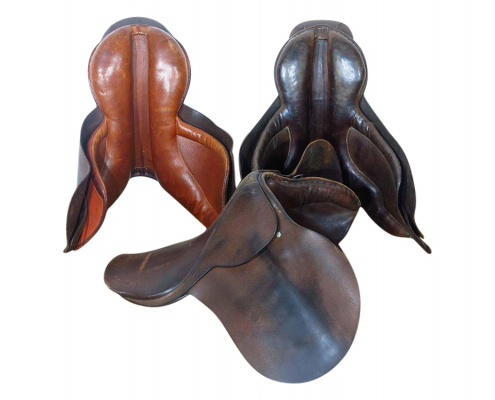 Old Worn Leather Saddles for Hire