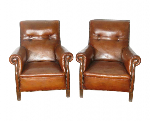 French Leather Armchairs for Hire
