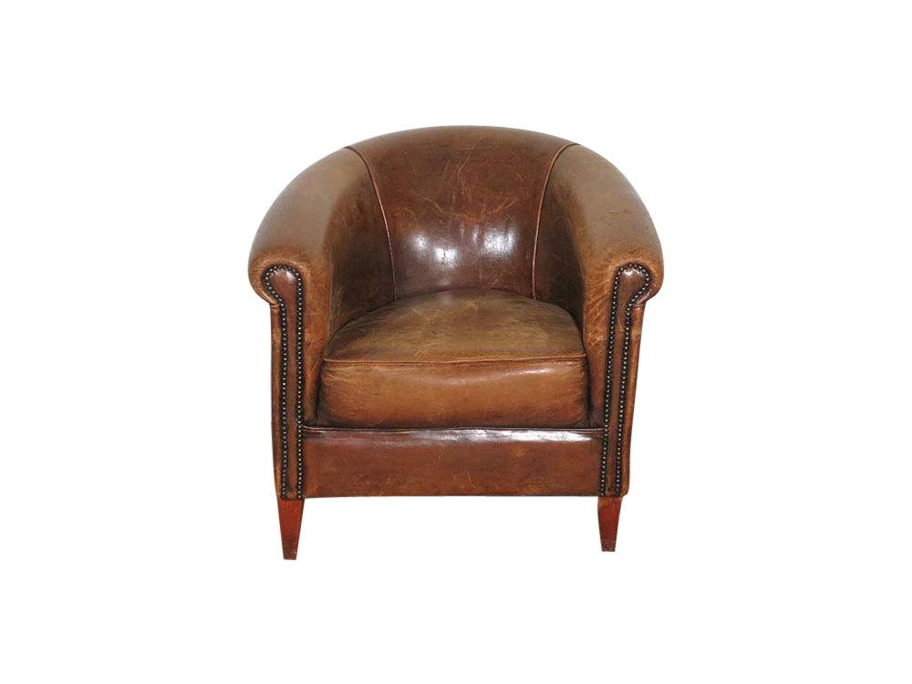 Distressed Vintage Tub Chair For Hire, Distressed Leather Chairs Uk