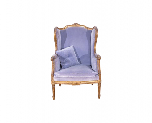 Blue Velvet Wingback Chair for Hire