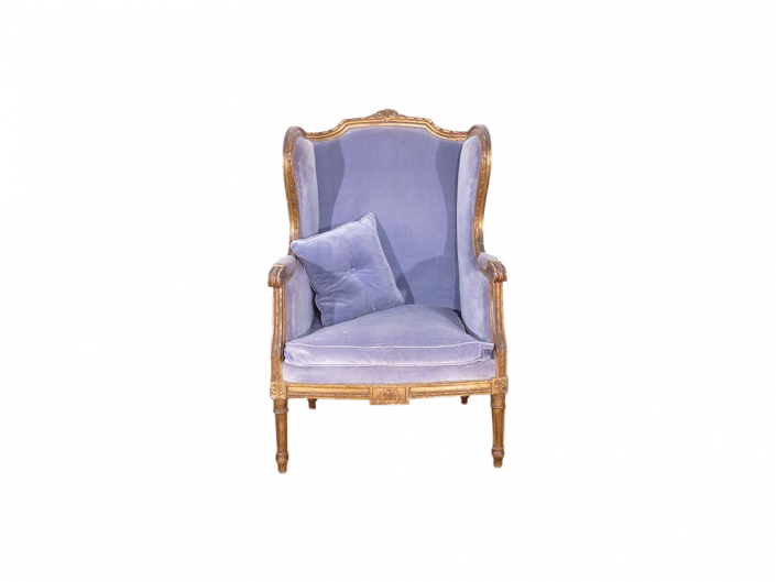 Blue Velvet Wingback Chair for Hire