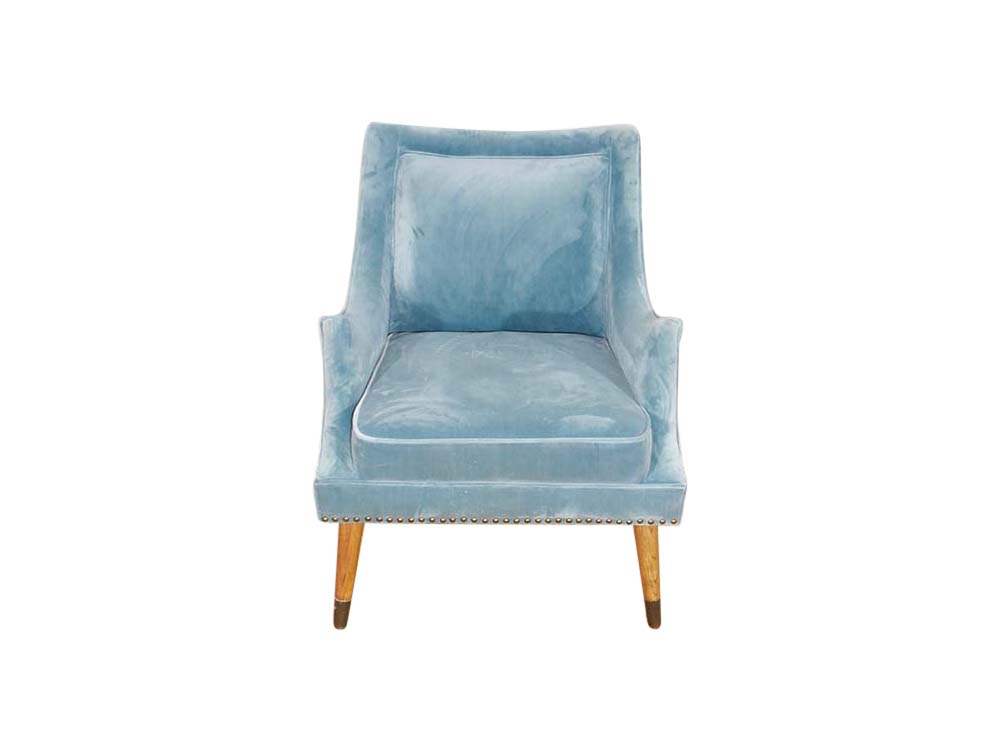 Blue velvet accent chair for Hire Edinburgh, Scotland