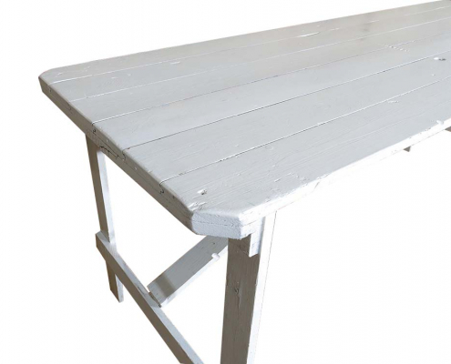Rustic White Wooden Trestle Table for Hire